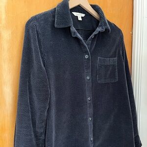 Garnet Hill Navy Corduroy Shirt Women’s Size Small